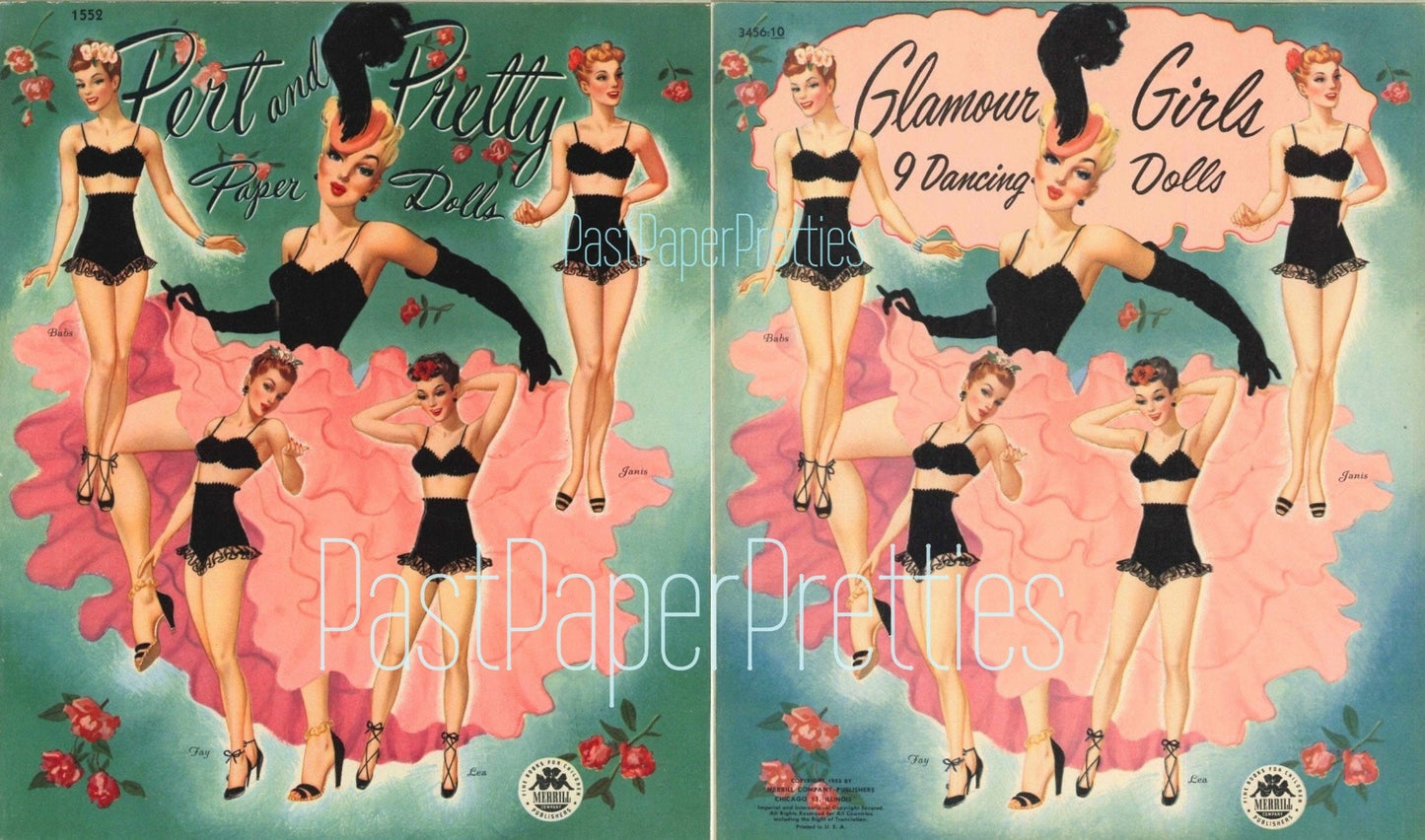 Vintage Paper Dolls Pert and Pretty Glamour Girls Dancing Dolls 1944 Printable PDF Instant Digital Download 9 Pretty Show Business Pin Ups