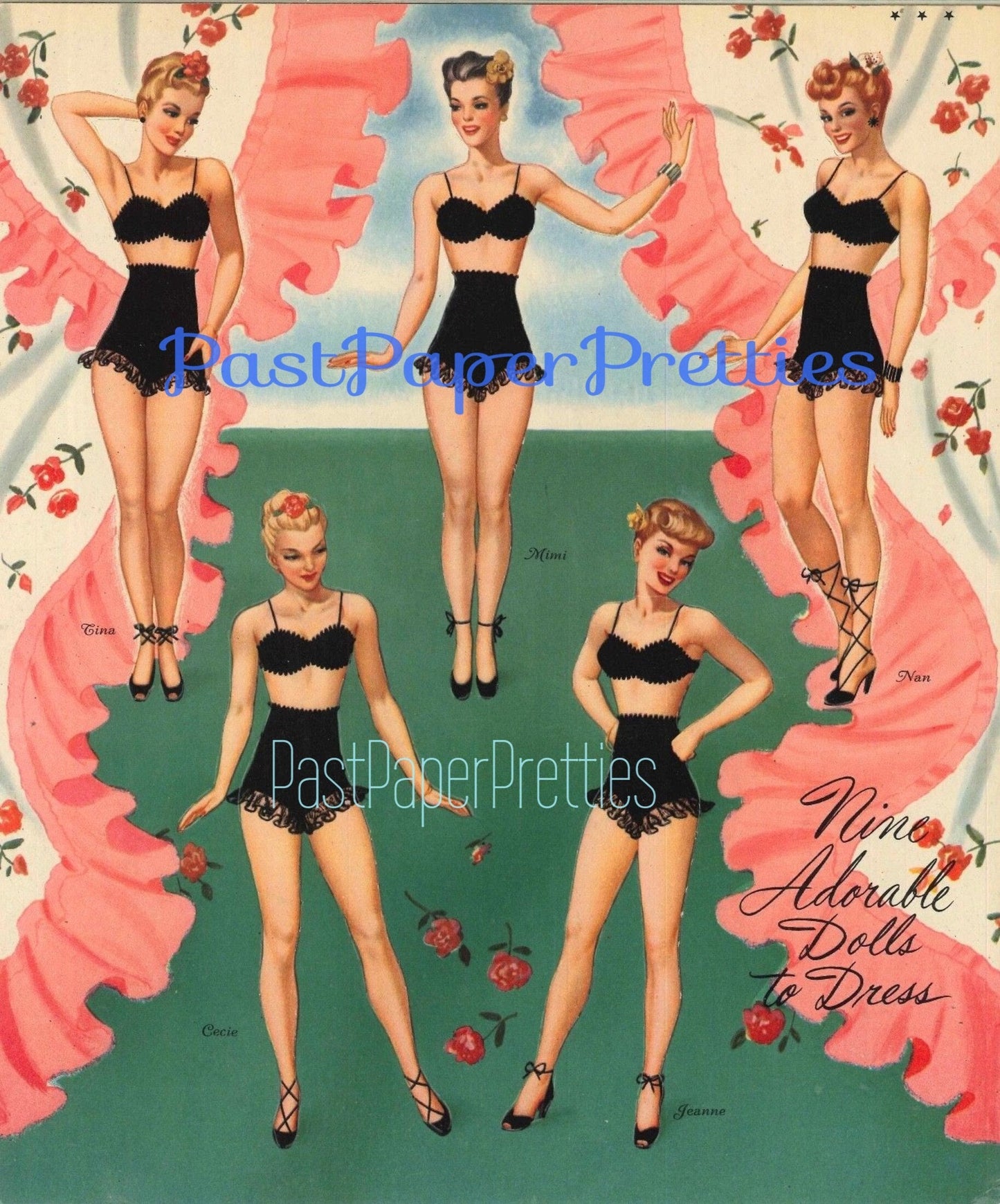 Vintage Paper Dolls Pert and Pretty Glamour Girls Dancing Dolls 1944 Printable PDF Instant Digital Download 9 Pretty Show Business Pin Ups