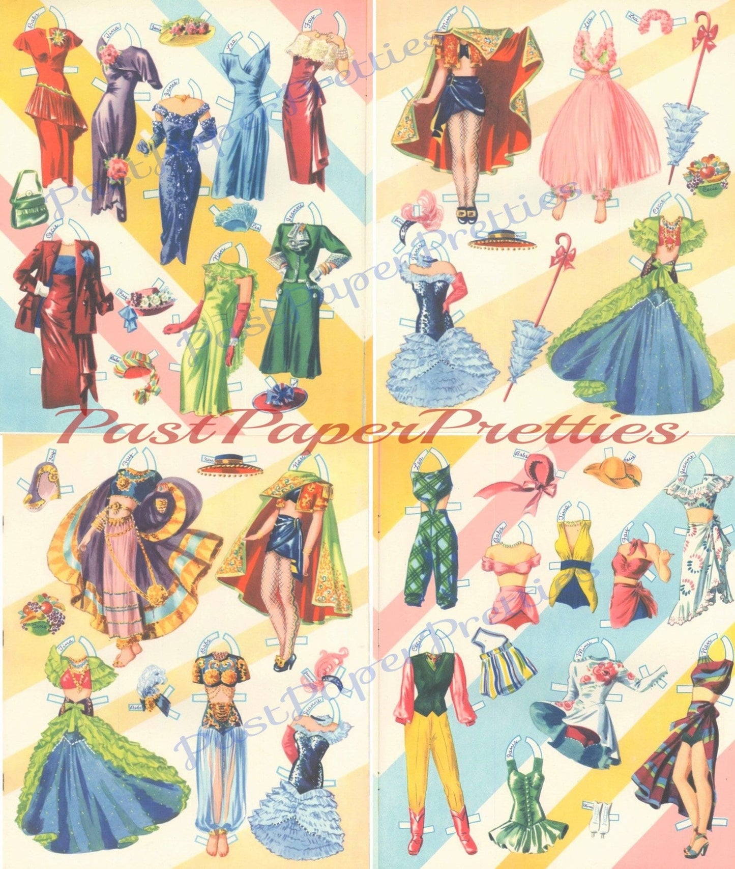 Vintage Paper Dolls Pert and Pretty Glamour Girls Dancing Dolls 1944 Printable PDF Instant Digital Download 9 Pretty Show Business Pin Ups