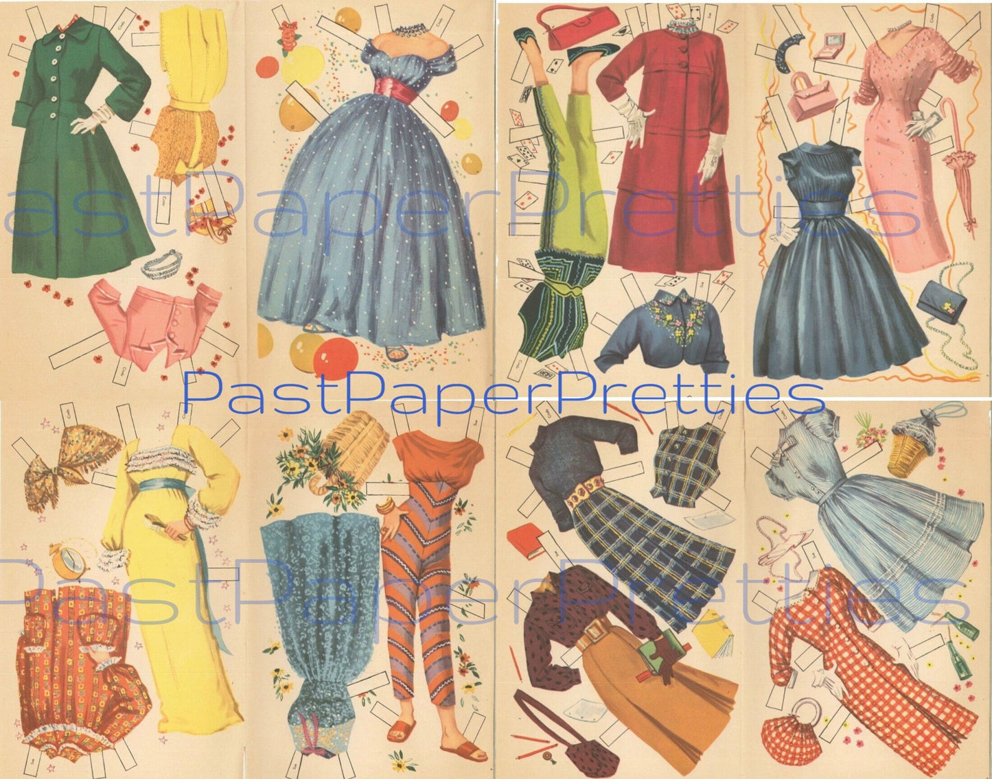 Vintage Paper Dolls Teen Time Stand Up Dolls with their Clothes c. 1960 Printable PDF Instant Digital Download 2 Pretty Teenagers Clip Art