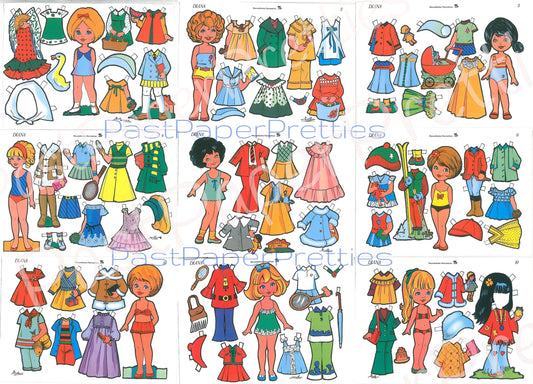 Vintage Paper Dolls Cute Diana & Friends Adorable Girls and Clothing Collage Sheets 10 Sets c. 1980s Printable PDF Instant Digital Download