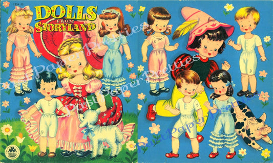 Vintage Paper Dolls Cute Dolls From Storyland c. 1948 Cute Girls Boys Printable PDF Instant Digital Download Kitsch Fairy Tales Clip Art