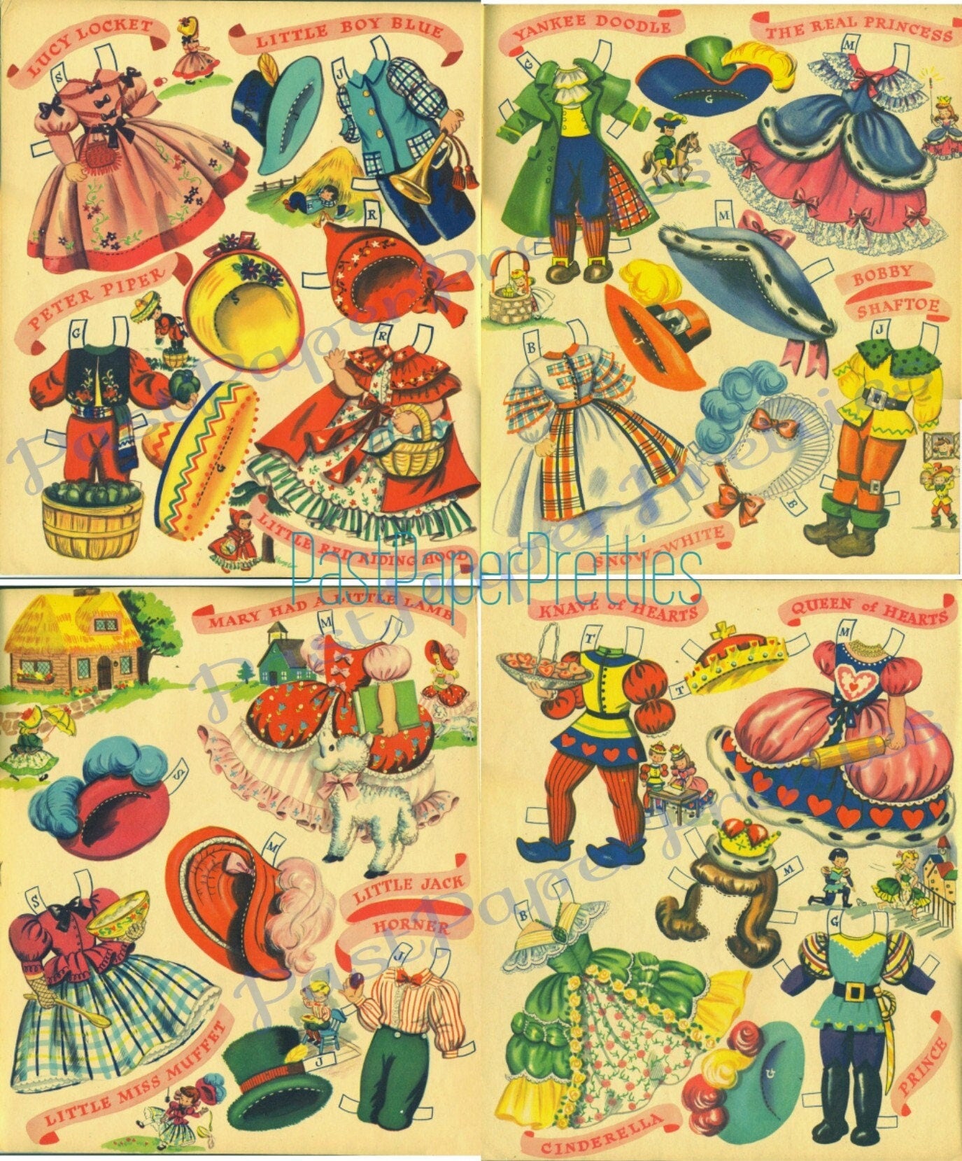 Vintage Paper Dolls Cute Dolls From Storyland c. 1948 Cute Girls Boys Printable PDF Instant Digital Download Kitsch Fairy Tales Clip Art