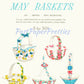 Vintage Printable May Day Easter Flower Baskets c. 1954 PDF Instant Digital Download Cut Out and Assemble Paper Spring Baskets SET THREE