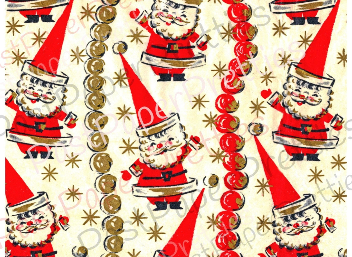 Vintage Printable Christmas Gift Wrap Old Fashioned Santa Claus 2 Retro Atomic Designs Instant Digital Download Holiday Wrapping Paper Image