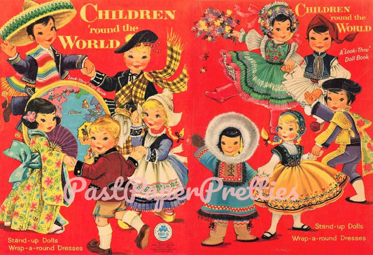 Vintage Paper Dolls Children 'Round The World 1955 PDF Instant Digital Download Kitschy Cute International Girls Boys Printable Clip Art