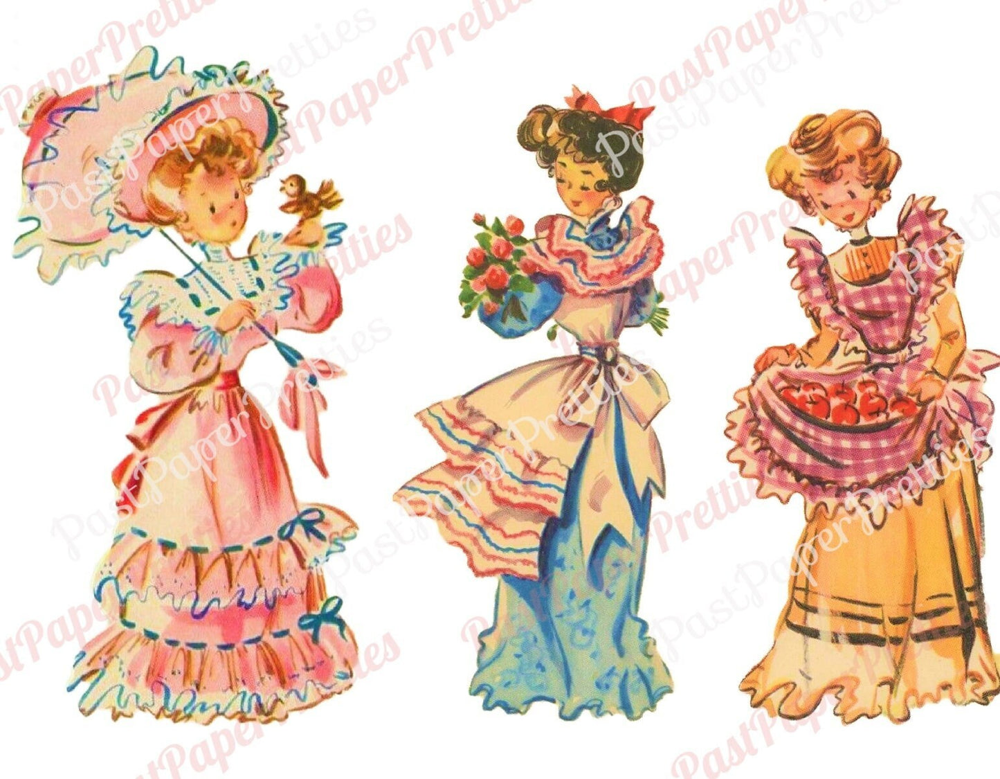 Vintage Pretty Victorian Ladies Printable Collage Sheet Images PDF Instant Digital Download Charming Edwardian Women 9 Designs