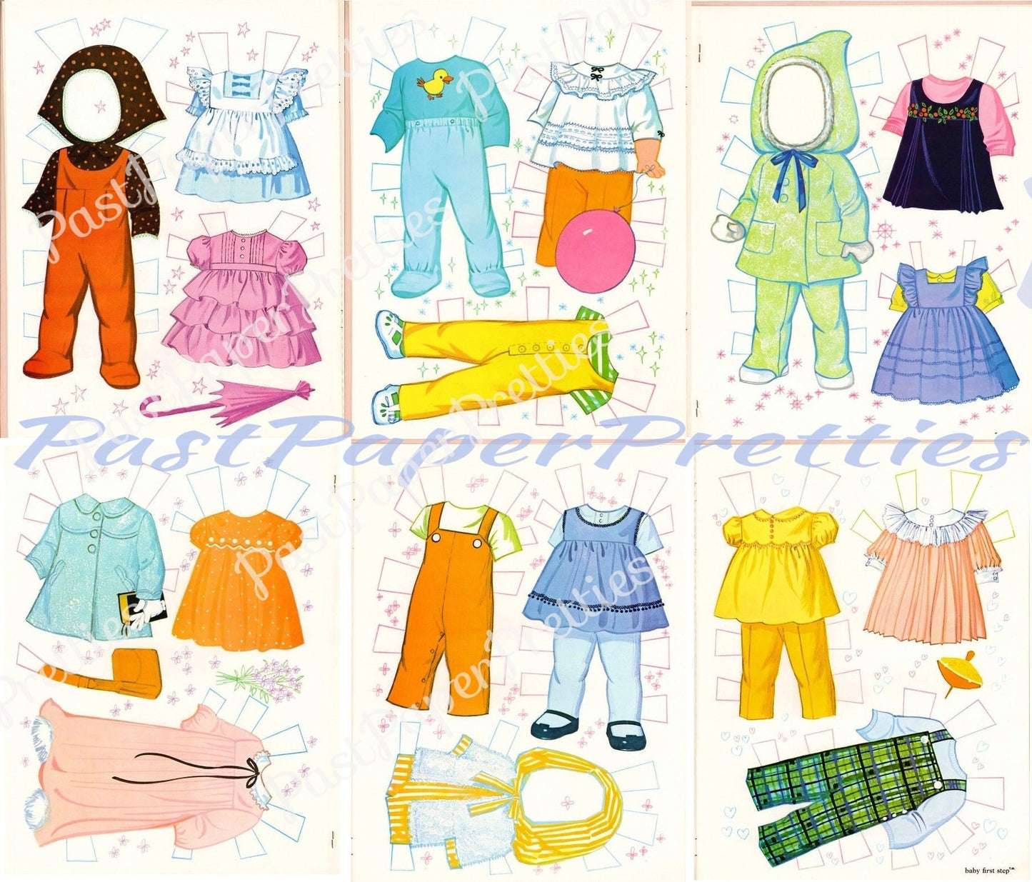 Vintage Paper Dolls Baby First Step Toy Doll 1965 Printable PDF Instant Digital Download Cute Childhood Memories Toy Doll Clip Art