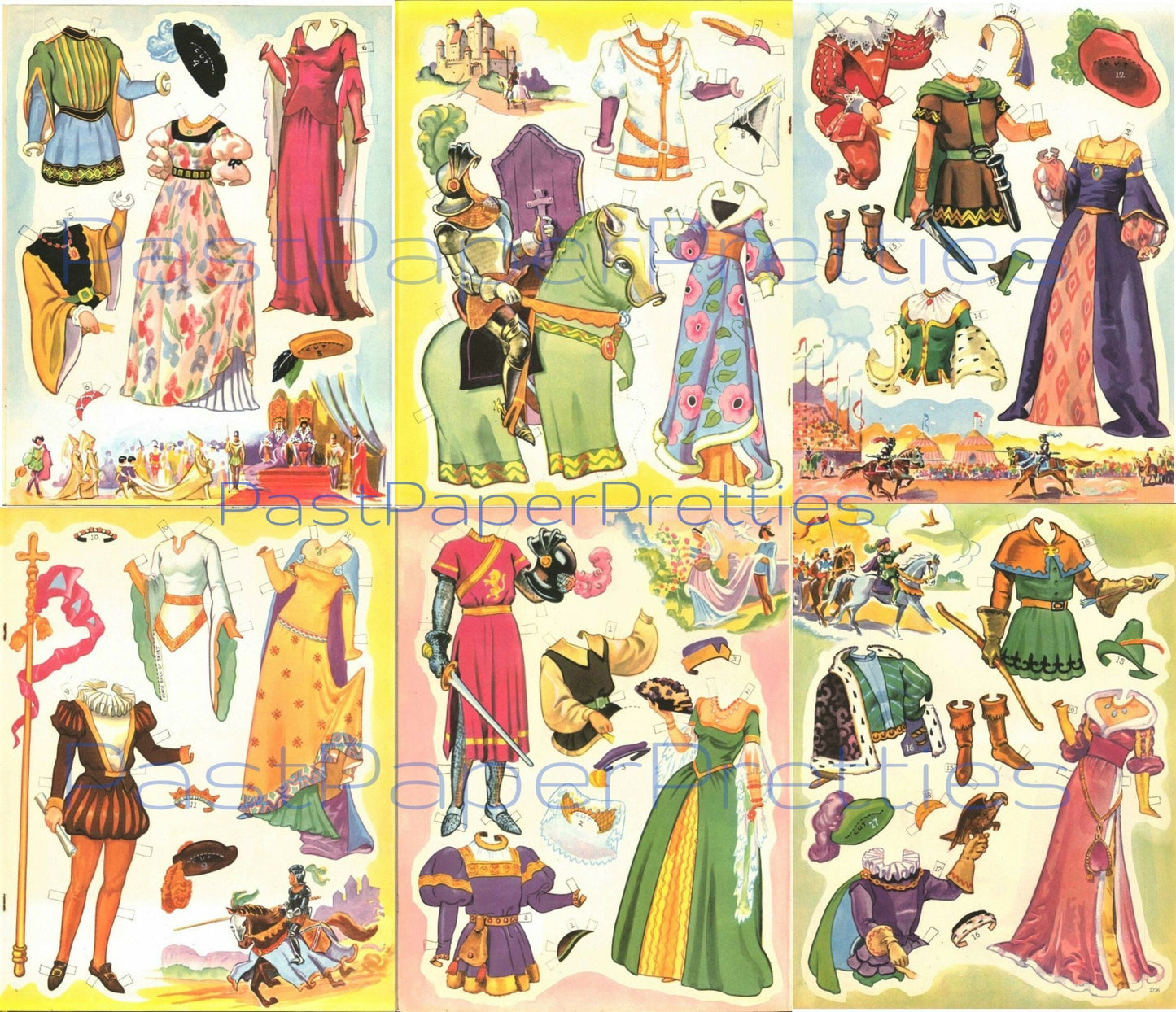 Vintage Paper Dolls Prince & Princess c. 1941 Printable PDF Instant Digital Download Royalty Royal Medieval King Queen Clip Art