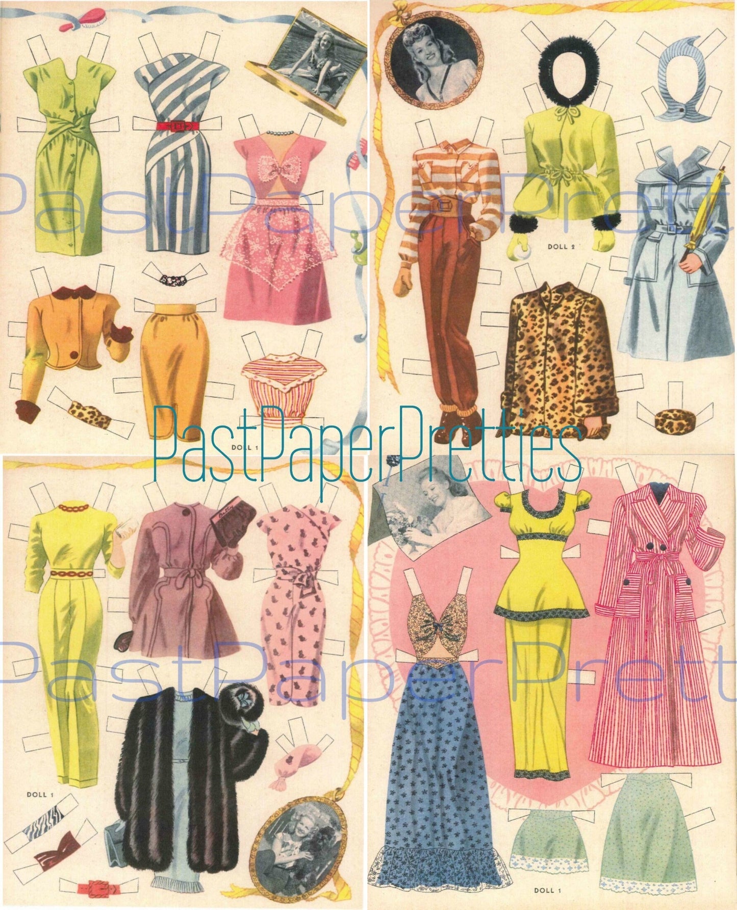 Vintage Movie Star Paper Dolls Betty Grable c. 1946 Printable PDF Instant Digital Download Hollywood Star Starlet Clip Art