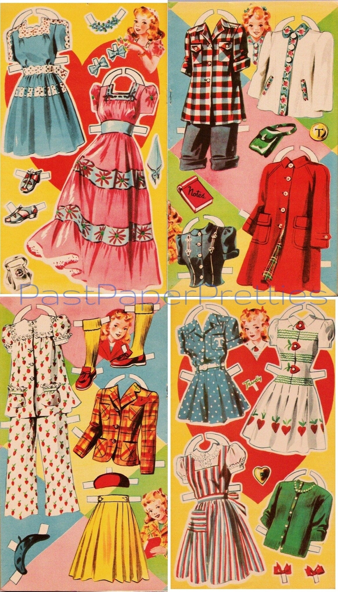 Vintage Paper Dolls Trudy in Her Teens c. 1943 PDF Printable Instant Digital Download Pretty Cute Kitsch Teenager Girl and Wardrobe Clip Art