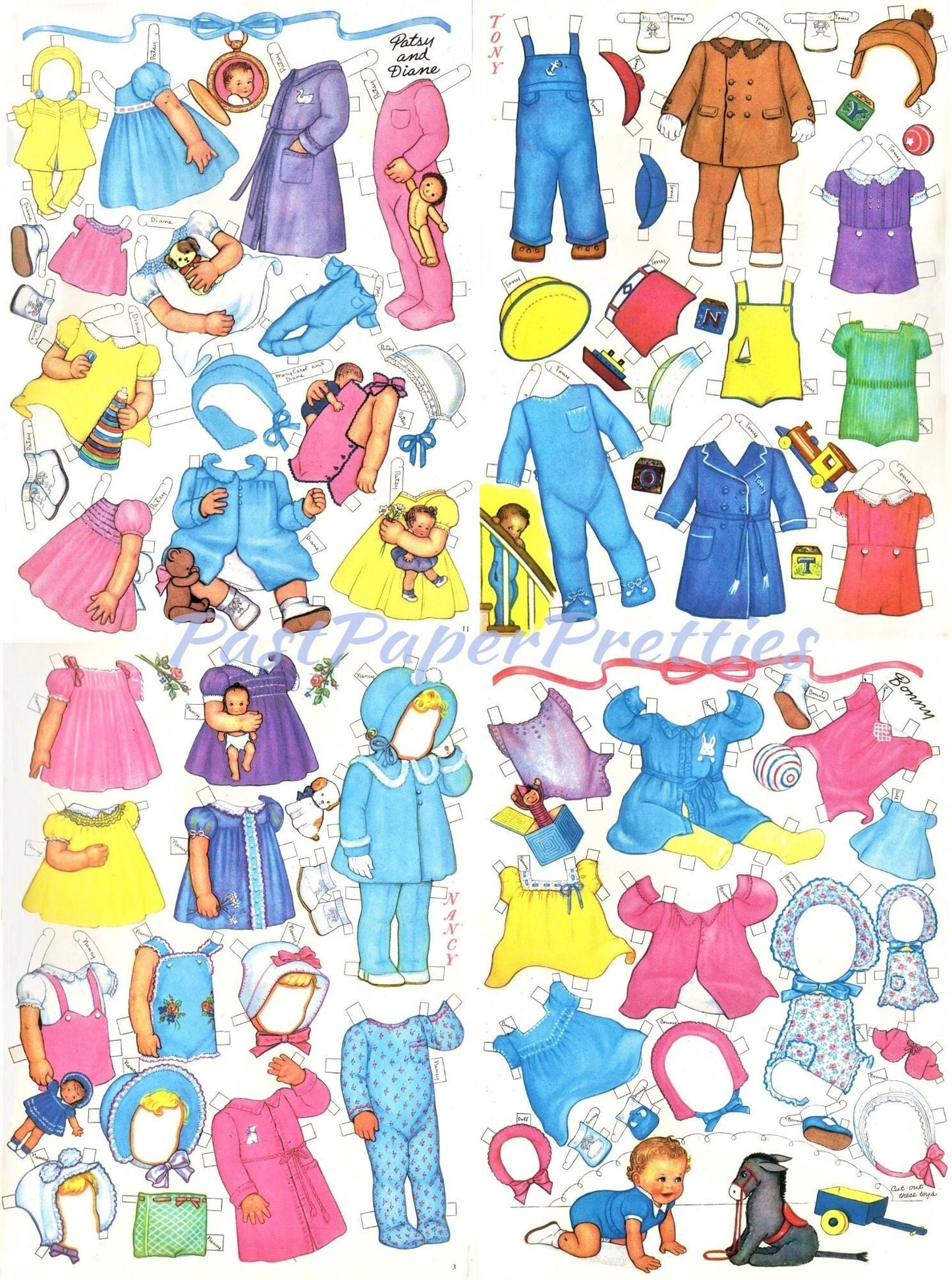 Vintage Paper Dolls Baby Shower c. 1942 Cute Adorable Babies Toddlers Printable PDF Instant Digital Download 8 Kitschy Baby Dolls Clip Art