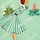 Vintage Printable Pretty Miss Peppermint Ladies Christmas Card Images PDF Instant Digital Download Retro Holiday Housewives SET FOUR