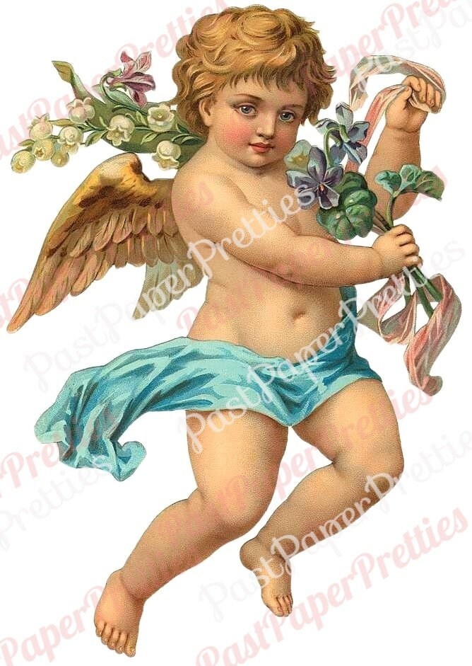 Vintage Antique Victorian Christmas Angel Children Printable Paper Scraps PDF Instant Digital Download 1910s Germany