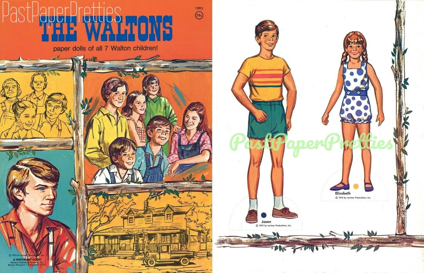 Vintage Paper Dolls Set The Waltons c. 1975 Printable PDF Instant Digital Download Retro 70s TV Show Family Clip Art