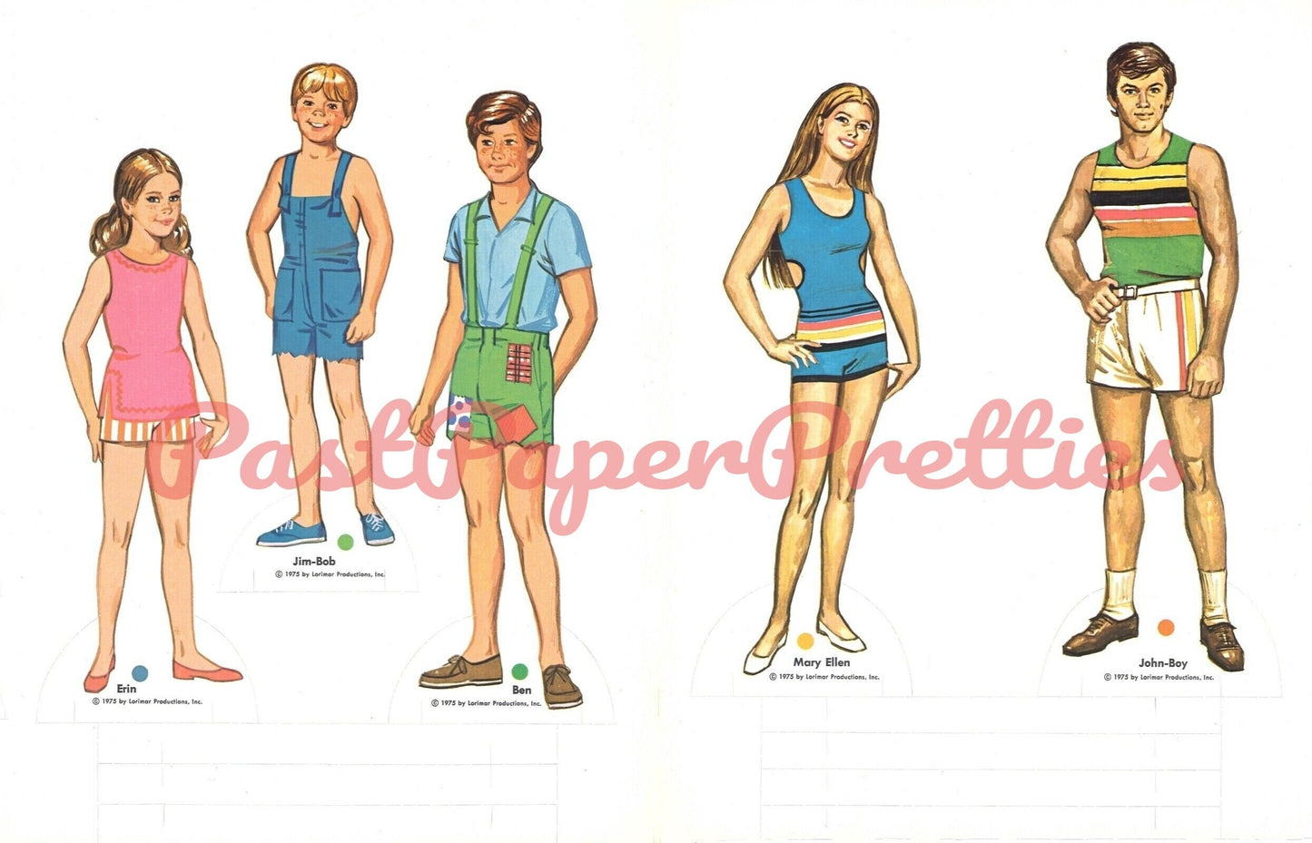 Vintage Paper Dolls Set The Waltons c. 1975 Printable PDF Instant Digital Download Retro 70s TV Show Family Clip Art