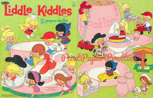 Vintage Paper Dolls Liddle Kiddles c. 1966 Printable PDF Instant Digital Download 9 Cute Childhood Toy Dolls Clip Art