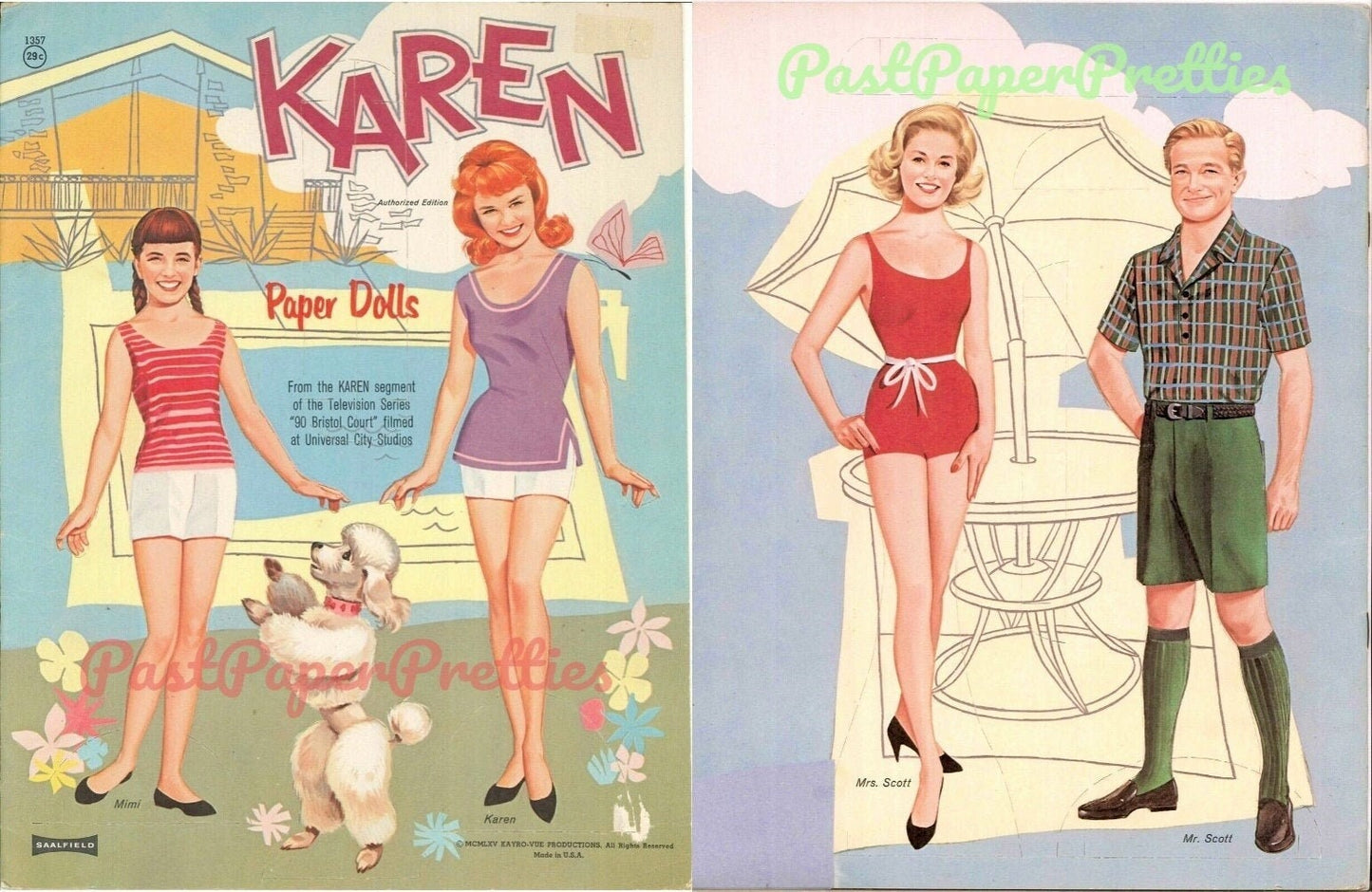 Vintage Karen Paper Dolls 90 Bristol Court TV Show c. 1965 Printable PDF Instant Digital Download Retro TV Sitcom 4 Dolls Clip Art