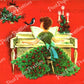 Vintage Printable Pretty Christmas Girl With Mistletoe Dress Playing Piano Card Image c. 1940s Instant Digital Download Merry Kitschmas