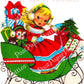 Vintage Printable Little Miss Christmas Cute Girl Holiday Sleigh Card Image c. 1950s Instant Digital Download Xmas Clip Art PNG JPEG 300 dpi