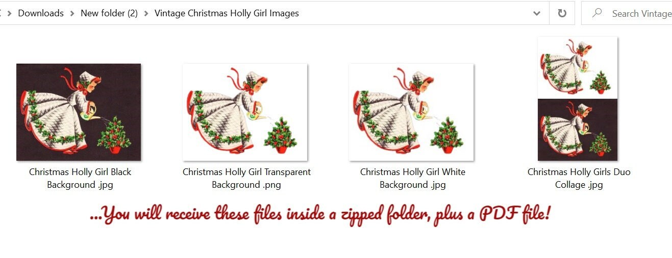 Vintage Printable Pretty Christmas Holly Girl with Watering Can Card Image c. 1940s PDF Instant Digital Download Kitsch Clipart JPEG PNG