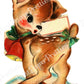 Vintage Printable Jingle Bell Reindeer Deer Christmas Card Image Kitsch Coy Fawn PDF Instant Digital Download Woodland Forest Animal