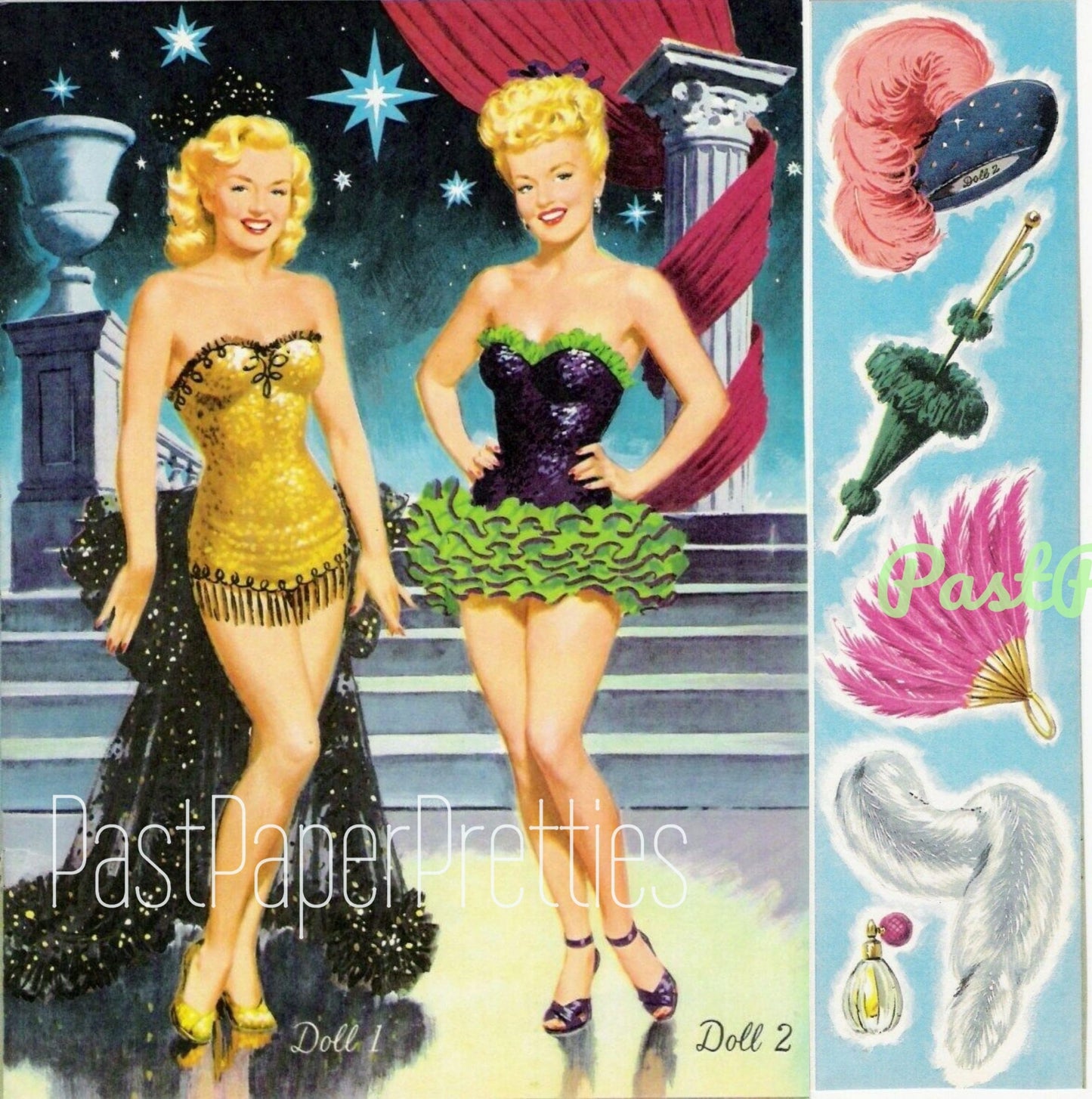 Vintage Movie Star Paper Dolls Betty Grable c. 1953 Printable PDF Instant Digital Download Hollywood Star Starlet Clip Art