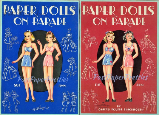 Vintage Paper Dolls On Parade c. 1940s Printable PDF Instant Digital Download 4 Pretty Ladies Cute Forties Fashion Models Clip Art