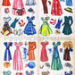 Vintage Paper Dolls On Parade c. 1940s Printable PDF Instant Digital Download 4 Pretty Ladies Cute Forties Fashion Models Clip Art
