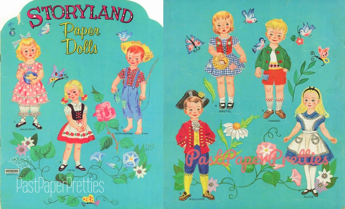 Vintage Storyland Paper Dolls c. 1950s PDF Printable Instant Digital Download Cute Storybook Fairytale Nursery Rhyme Clip Art