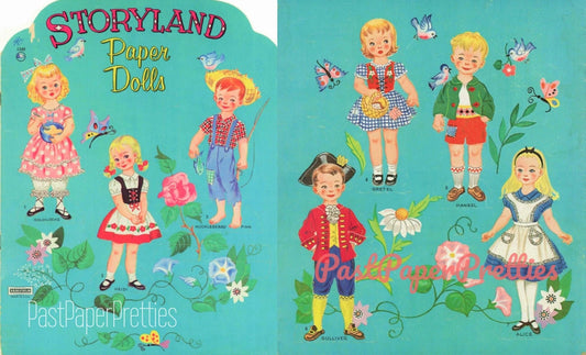 Vintage Storyland Paper Dolls c. 1950s PDF Printable Instant Digital Download Cute Storybook Fairytale Nursery Rhyme Clip Art