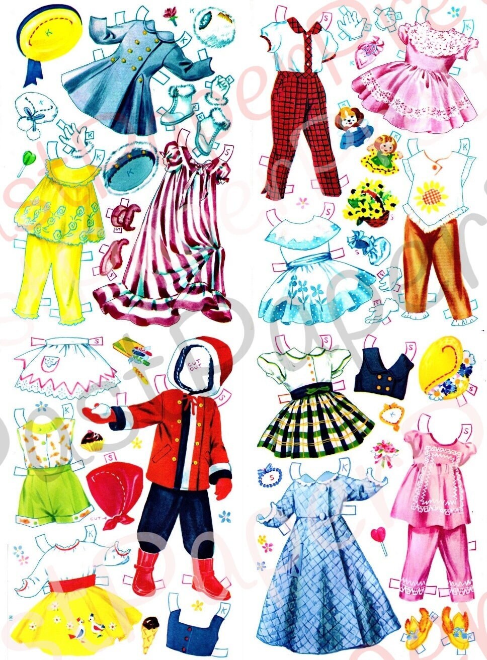 Vintage Paper Dolls Little Sweethearts c. 1950s Printable PDF Instant Digital Download 2 Adorable Kitsch Cute Little Girl Dolls Clip Art