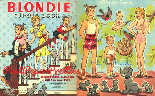 Vintage Paper Dolls Blondie Cut-Out Book c. 1943 Printable PDF Instant Digital Download Dagwood Alexander Cookie Daisy & Pups Clip Art 975