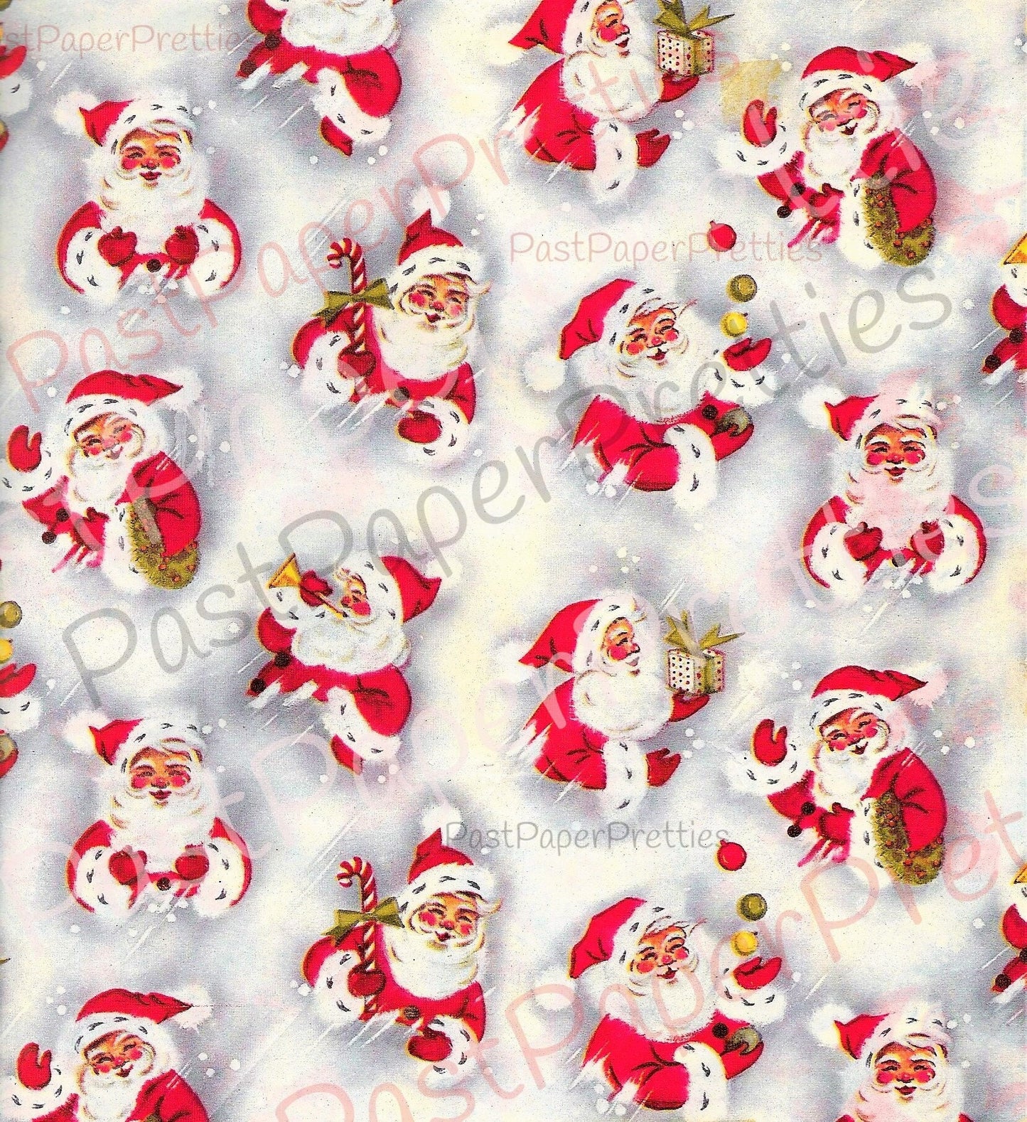 Vintage Printable Christmas Gift Wrap Happy Santa Claus Retro Wrapping Paper Collage Sheet Instant Digital Download Santa Clip Art