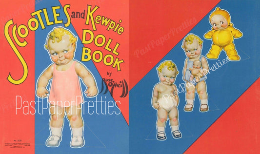 Vintage Paper Dolls Scootles and Kewpie Doll Book c. 1938 Printable PDF Instant Digital Download Cute Cupie Babies Clip Art