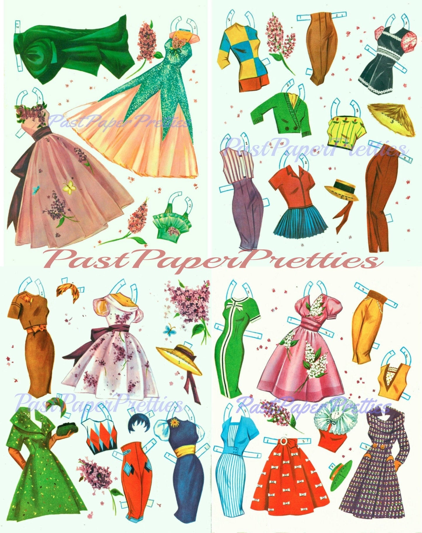 Vintage Paper Dolls Lilac Time c. 1959 Printable PDF Instant Digital Download 2 Pretty Ladies & Clothes Clip Art