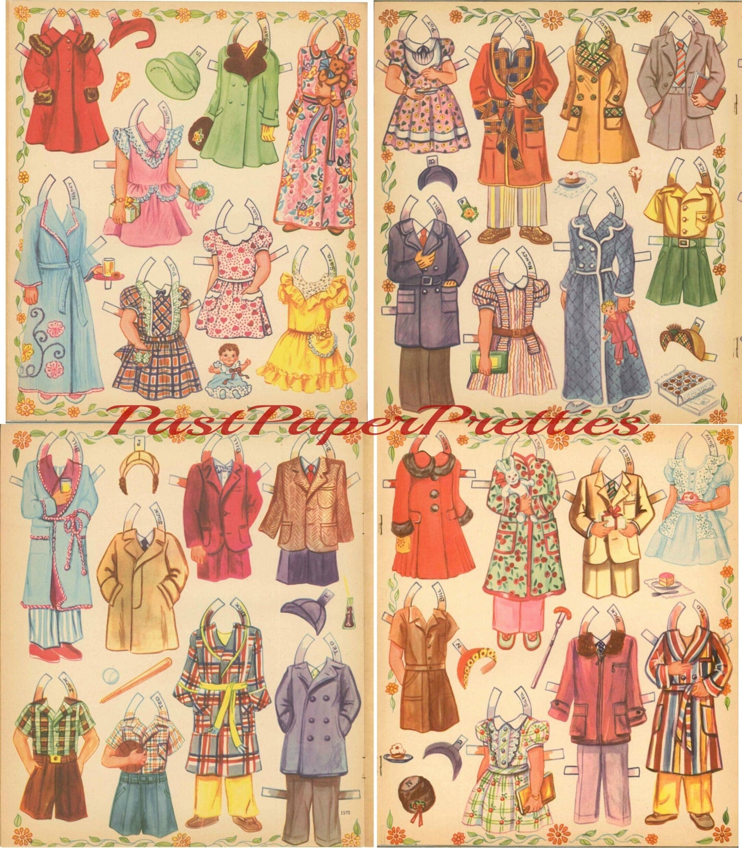 Vintage Picnic Paper Dolls  c. 1952  Eight Cute Adorable Children PDF Instant Digital Download Printable Boys Girls Clip Art