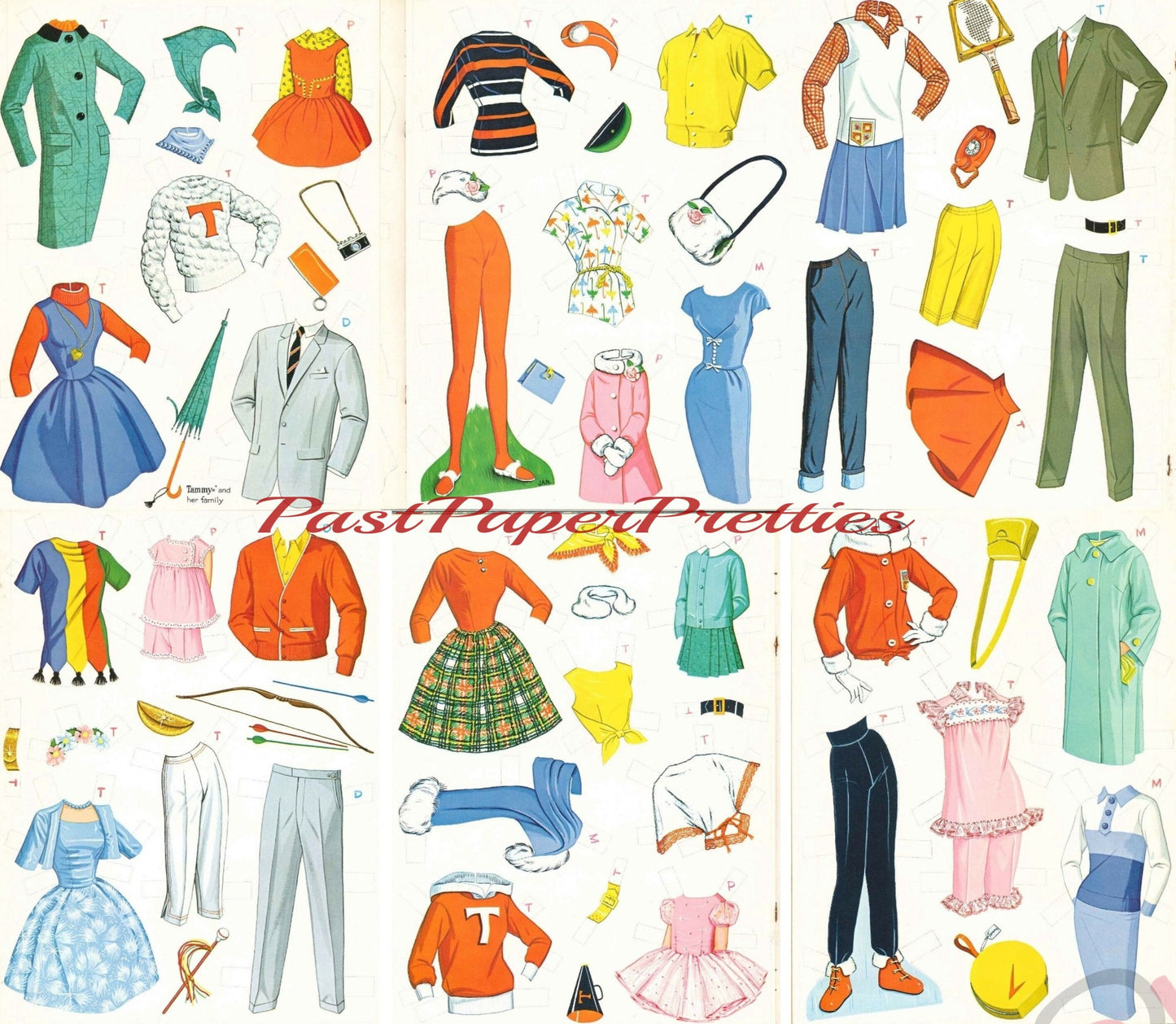 Vintage Paper Dolls Tammy and Her Family 1964 Printable PDF Instant Digital Download Cute Childhood Toy Fashion Doll Clip Art Z1