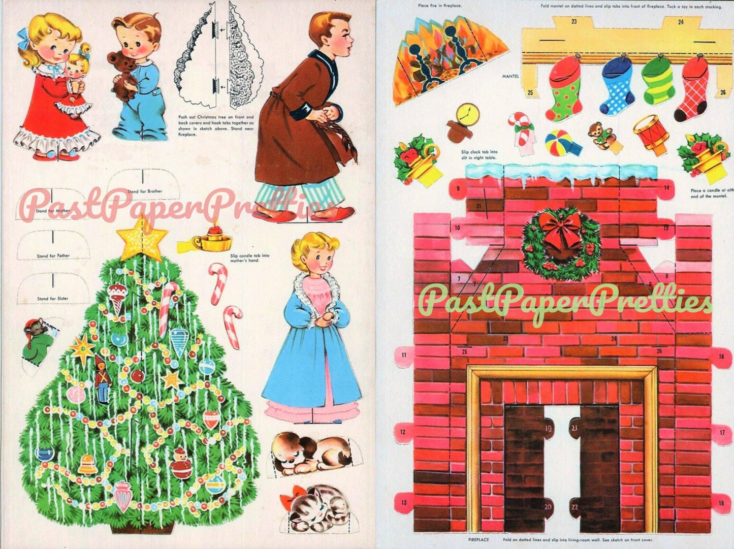 Vintage Printable The Night Before Christmas Cut Out & Assemble Paper Playset Book c. 1958 PDF Instant Digital Download Retro Paper Diorama
