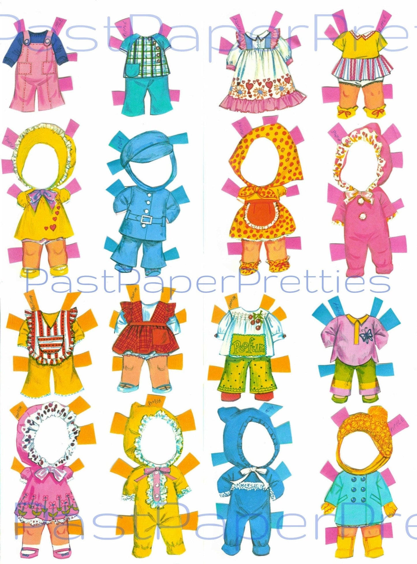 Vintage Paper Dolls Itsy Bitsy Beans Doll c. 1975 Printable PDF Instant Digital Download Cute Childhood Toy Dolls Clip Art