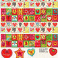 Vintage Printable Retro Envelopes and Kissing Stamps Seals for Valentine Cards PDF Instant Digital Download 9 Envelopes 84 Stamps