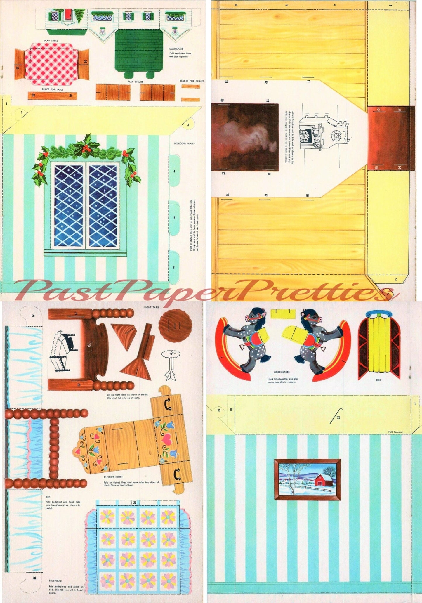 Vintage Printable The Night Before Christmas Cut Out & Assemble Paper Playset Book c. 1958 PDF Instant Digital Download Retro Paper Diorama