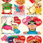 50 Vintage Printable Valentine Cards Kissing Stamps Retro 1960 Cute Kitsch Girls Boys Animals Collage Sheets PDF Instant Digital Download