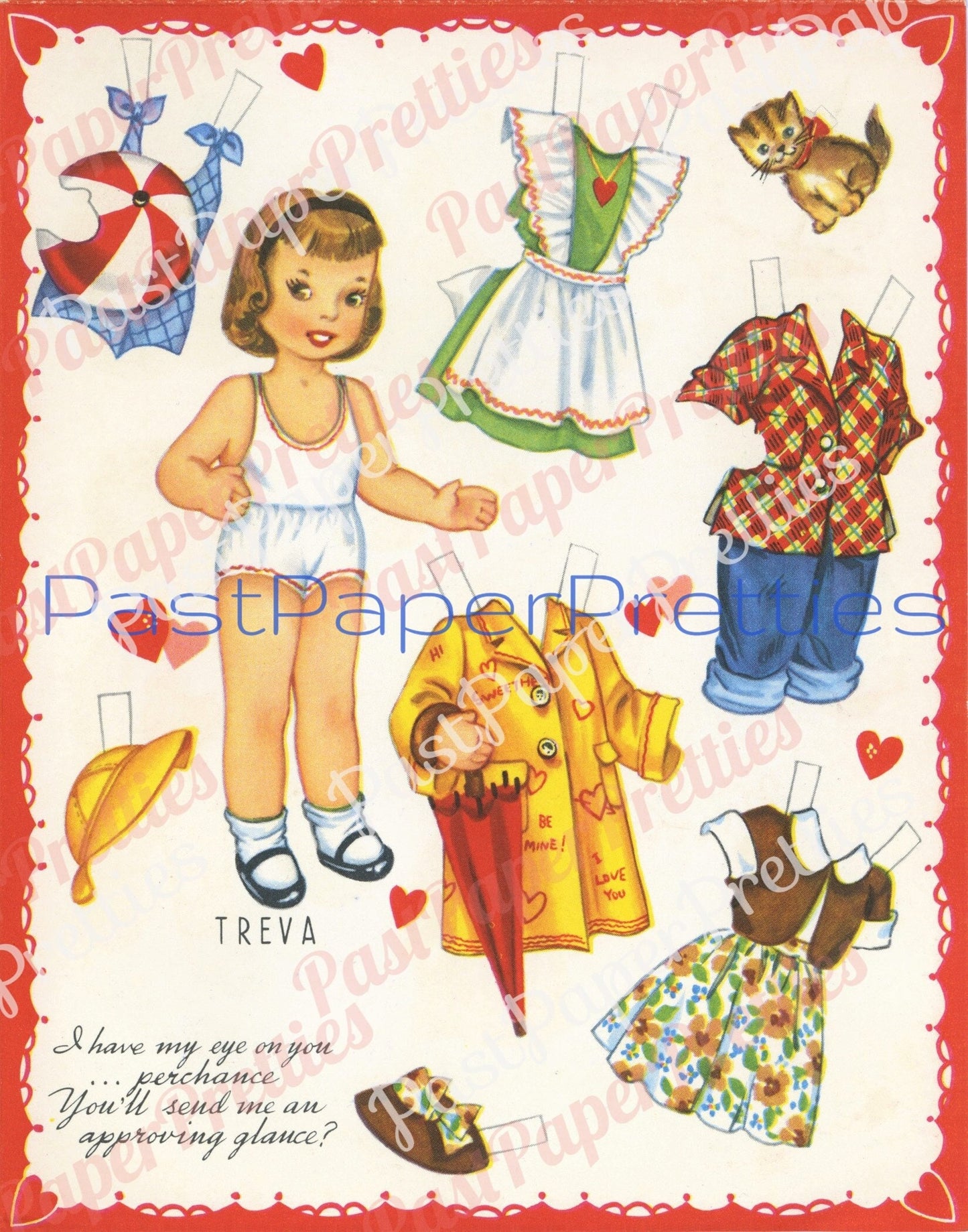 Vintage Printable Valentines Day Card Cute Cut Out Paper Dolls Book Nancy Scott Treva Skippy 1957 PDF Instant Digital Download Girls Boys