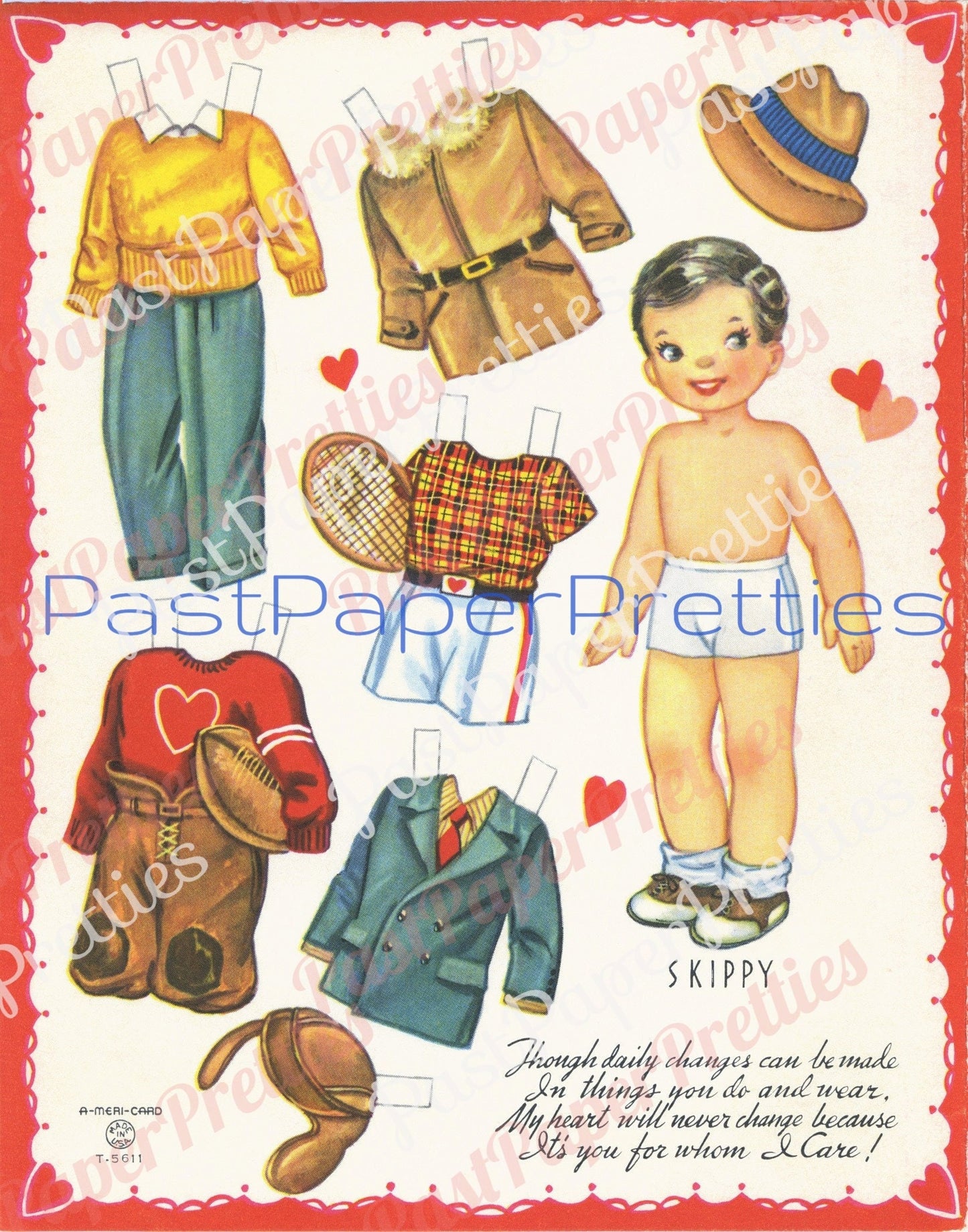 Vintage Printable Valentines Day Card Cute Cut Out Paper Dolls Book Nancy Scott Treva Skippy 1957 PDF Instant Digital Download Girls Boys