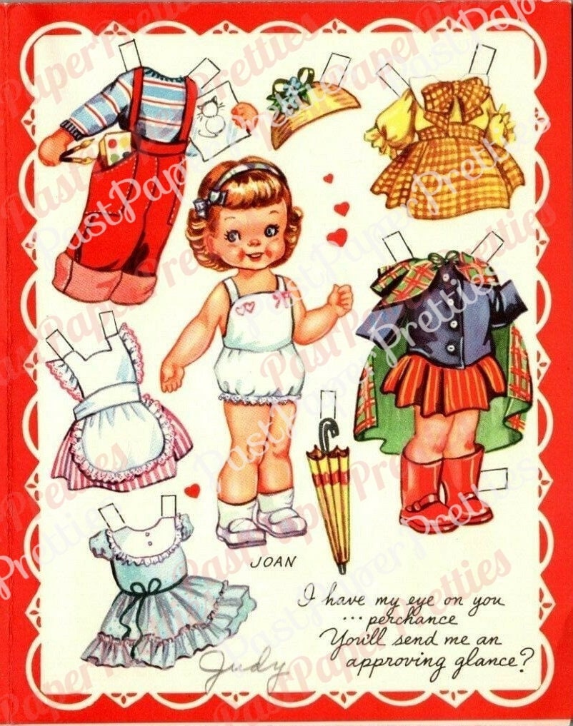 Vintage Printable Valentines Day Cute Cut Out Paper Dolls Book 1957 Lauren Joan Ward Terry PDF Instant Digital Download Girls Boys