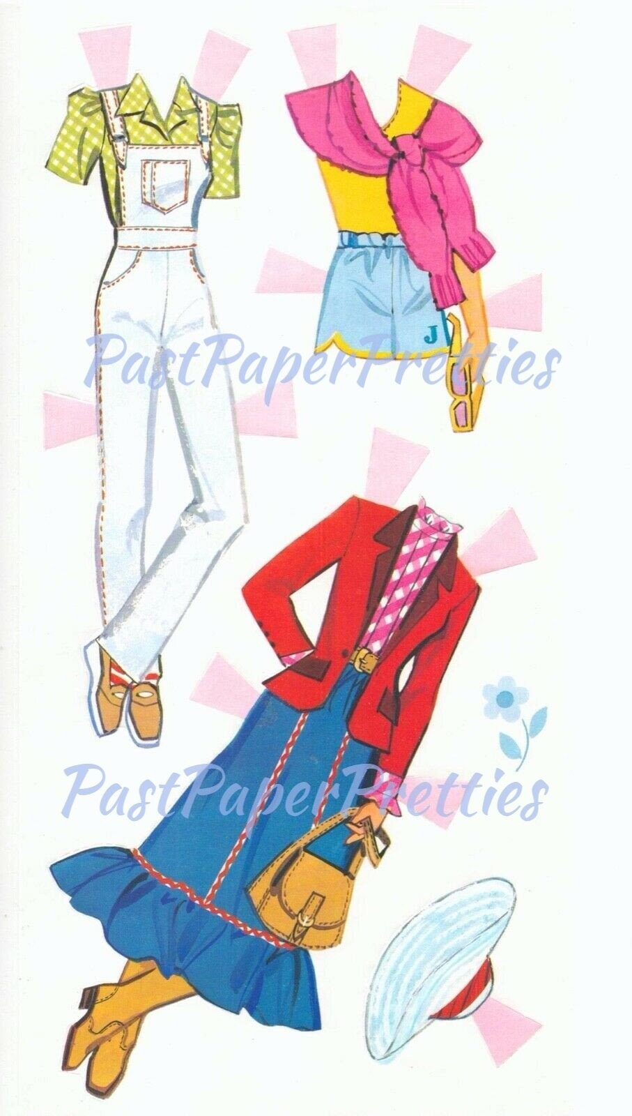 Vintage Paper Dolls Jean Jeans Retro Fashion Doll 1982 Printable PDF Instant Digital Download Cute Childhood Toy Doll Clip Art