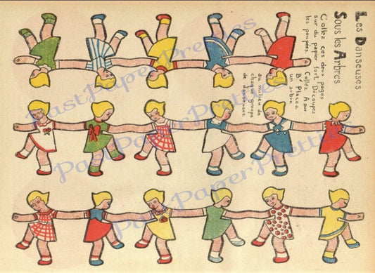 Vintage Dancing French Girls Paper Doll Strings Chains Printable Instant Digital Download Kitsch Cute Little Ladies Clip Art