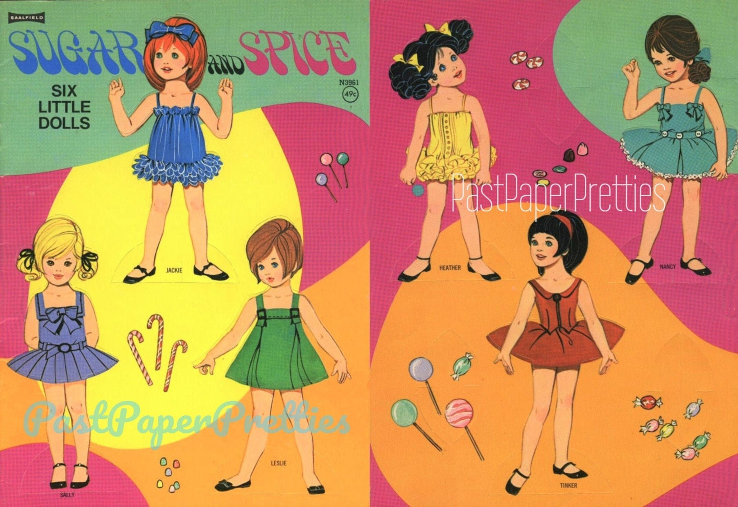 Vintage Paper Dolls Sugar and Spice 1977 Six Cute Little Girls Printable PDF Instant Digital Download Kitsch Kawaii Clip Art