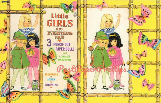 Vintage Paper Dolls Little Girls Are Everything Nice c. 1960s Printable PDF Instant Digital Download 3 Cute Kawaii Girls Clip Art